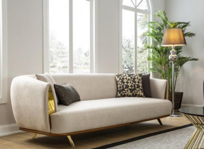 Modernes Sofa 2 Sitzer Polstersofa weiß Textil Sitz Design Couch Sofas Stoff